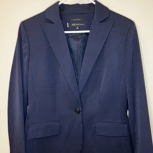 Ann Klein 3 Piece Suit Set (Jacket, Pants, Skirt in Navy Blue)